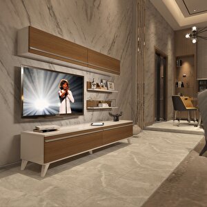 Eko 5 Mdf Std Retro Tv Ünitesi Tv Sehpası Beyaz - Ceviz
