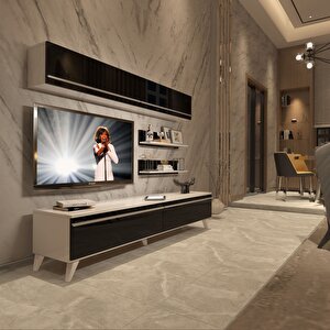 Eko 5 Mdf Std Retro Tv Ünitesi Tv Sehpası Beyaz - Siyah