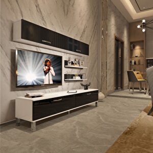 Eko 5 Slm Std Krom Ayaklı Tv Ünitesi Tv Sehpası Beyaz - Siyah