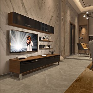 Eko 5 Slm Std Krom Ayaklı Tv Ünitesi Tv Sehpası Ceviz-Siyah
