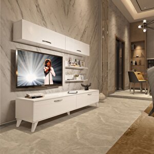 Eko 5 Slm Std Retro Tv Ünitesi Tv Sehpası Parlak Beyaz