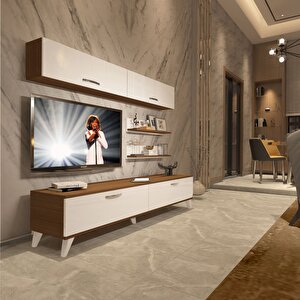 Eko 5 Slm Std Retro Tv Ünitesi Tv Sehpası Ceviz Beyaz