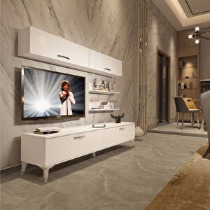 Eko 5 Slm Std Silver Tv Ünitesi Tv Sehpası Parlak Beyaz