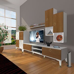 Eko 6da Mdf Dvd Gold Tv Ünitesi Tv Sehpası Beyaz - Ceviz