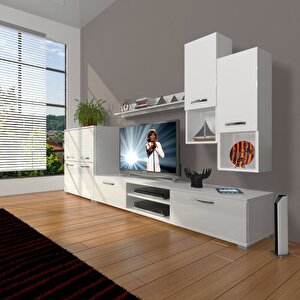 Eko 6da Mdf Dvd Tv Ünitesi Tv Sehpası Parlak Beyaz