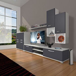 Eko 6da Mdf Dvd Tv Ünitesi Tv Sehpası Beyaz - Antrasit