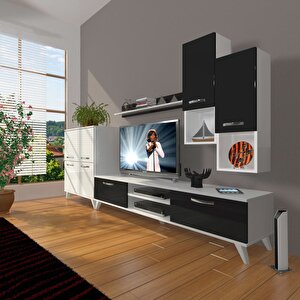 Eko 6da Mdf Dvd Retro Tv Ünitesi Tv Sehpası Ceviz Beyaz
