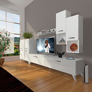 Eko 6da Mdf Std Retro Tv Ünitesi Tv Sehpası Parlak Beyaz