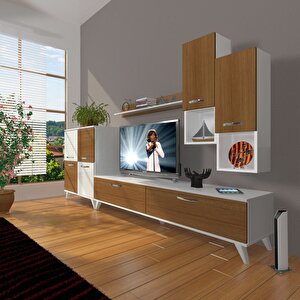 Eko 6da Mdf Std Retro Tv Ünitesi Tv Sehpası Beyaz - Ceviz