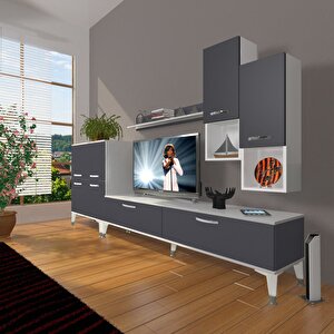 Eko 6da Mdf Std Silver Tv Ünitesi Tv Sehpası Beyaz - Antrasit
