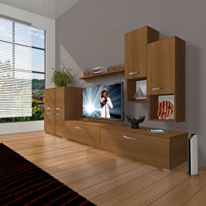 Eko 6da Slm Std Tv Ünitesi Tv Sehpası Naturel Ceviz