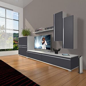 Eko 6 Mdf Std Tv Ünitesi Tv Sehpası Beyaz - Antrasit