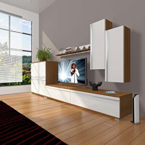 Eko 6 Mdf Std Tv Ünitesi Tv Sehpası Ceviz Beyaz