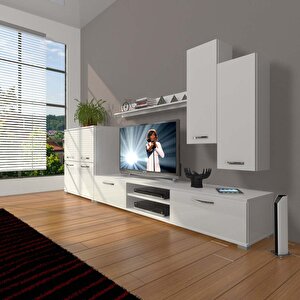 Eko 6 Mdf Dvd Tv Ünitesi Tv Sehpası Parlak Beyaz