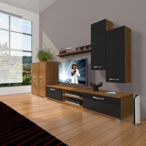 Eko 6 Mdf Dvd Tv Ünitesi Tv Sehpası Ceviz-Siyah