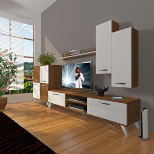 Eko 6 Mdf Dvd Retro Tv Ünitesi Tv Sehpası Ceviz Beyaz