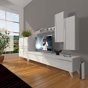 Eko 6 Mdf Std Retro Tv Ünitesi Tv Sehpası Parlak Beyaz