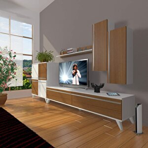 Eko 6 Mdf Std Retro Tv Ünitesi Tv Sehpası Beyaz - Ceviz