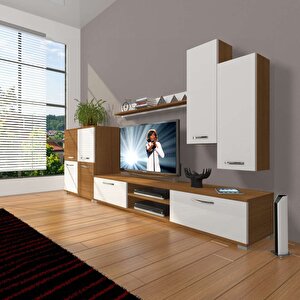 Eko 6 Slm Dvd Tv Ünitesi Tv Sehpası Ceviz Beyaz
