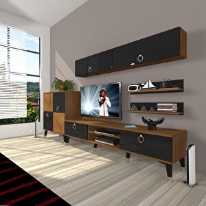 Eko 6y Mdf Dvd Gold Tv Ünitesi Tv Sehpası Ceviz-Siyah
