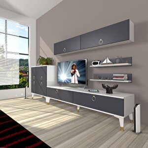 Eko 6y Mdf Std Gold Tv Ünitesi Tv Sehpası Beyaz - Antrasit