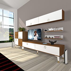 Eko 6y Mdf Std Gold Tv Ünitesi Tv Sehpası Ceviz Beyaz