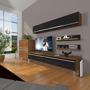 Eko 6y Mdf Std Krom Ayaklı Tv Ünitesi Tv Sehpası Beyaz - Siyah