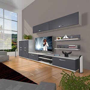 Eko 6y Mdf Dvd Tv Ünitesi Tv Sehpası Beyaz - Antrasit