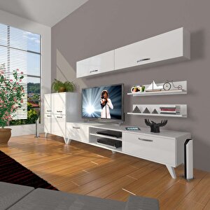 Eko 6y Mdf Dvd Retro Tv Ünitesi Tv Sehpası Parlak Beyaz