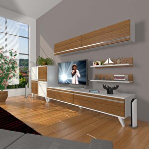 Eko 6y Mdf Std Retro Tv Ünitesi Tv Sehpası Beyaz - Ceviz