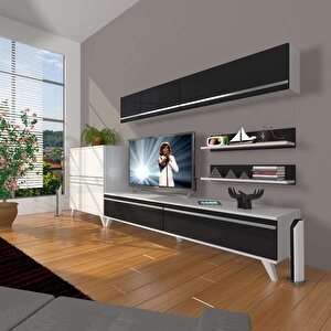 Eko 6y Mdf Std Retro Tv Ünitesi Tv Sehpası Beyaz - Siyah