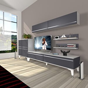 Eko 6y Mdf Std Silver Tv Ünitesi Tv Sehpası Beyaz - Antrasit