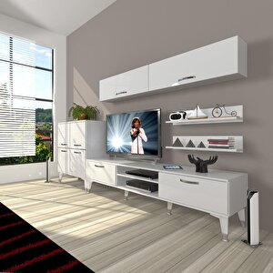 Eko 6y Slm Dvd Silver Tv Ünitesi Tv Sehpası Parlak Beyaz