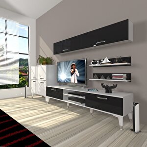 Eko 6y Slm Dvd Silver Tv Ünitesi Tv Sehpası Beyaz - Siyah