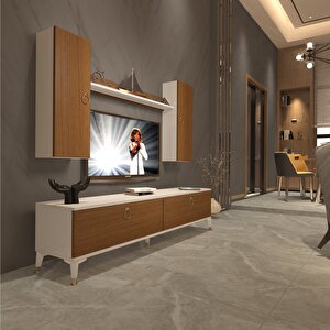 Eko 7 Mdf Std Gold Tv Ünitesi Tv Sehpası Beyaz - Ceviz
