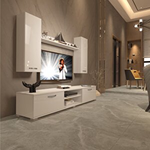 Eko 7 Mdf Dvd Tv Ünitesi Tv Sehpası Parlak Beyaz