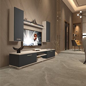 Eko 7 Mdf Dvd Tv Ünitesi Tv Sehpası Beyaz - Antrasit