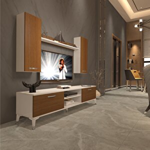 Eko 7 Mdf Dvd Silver Tv Ünitesi Tv Sehpası Beyaz - Ceviz