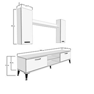 Eko 7 Mdf Std Silver Tv Ünitesi Tv Sehpası Parlak Beyaz