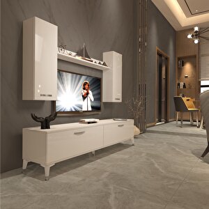 Eko 7 Slm Std Silver Tv Ünitesi Tv Sehpası Parlak Beyaz