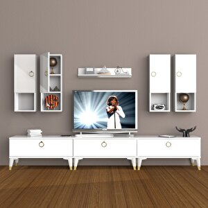 Eko 8da Mdf Gold Tv Ünitesi Tv Sehpası Beyaz - Antrasit
