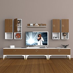 Eko 8da Mdf Gold Tv Ünitesi Tv Sehpası Beyaz - Ceviz