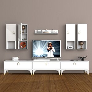 Eko 8da Mdf Gold Tv Ünitesi Tv Sehpası Beyaz - Ceviz