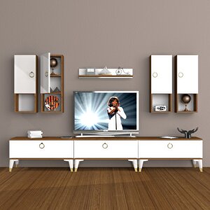 Eko 8da Mdf Gold Tv Ünitesi Tv Sehpası Ceviz Beyaz