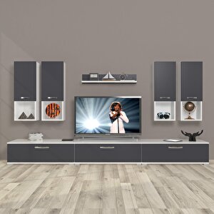 Eko 8da Mdf Tv Ünitesi Tv Sehpası Beyaz - Antrasit