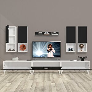 Eko 8da Mdf Retro Tv Ünitesi Tv Sehpası Beyaz - Siyah
