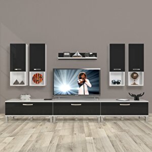 Eko 8da Slm Krom Ayaklı Tv Ünitesi Tv Sehpası Beyaz - Siyah