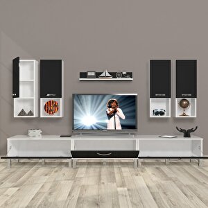Eko 8da Slm Krom Ayaklı Tv Ünitesi Tv Sehpası Beyaz - Siyah