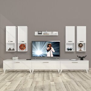 Eko 8da Slm Retro Tv Ünitesi Tv Sehpası Parlak Beyaz