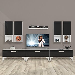 Eko 8da Slm Silver Tv Ünitesi Tv Sehpası Beyaz - Siyah